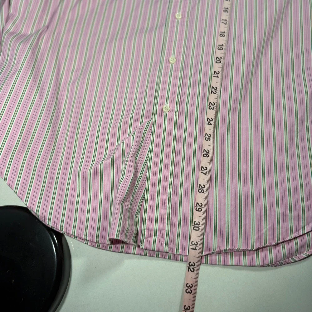 Polo Ralph Lauren Mens‎ XL Classic Fit Pink Green Striped Button Down Shirt
